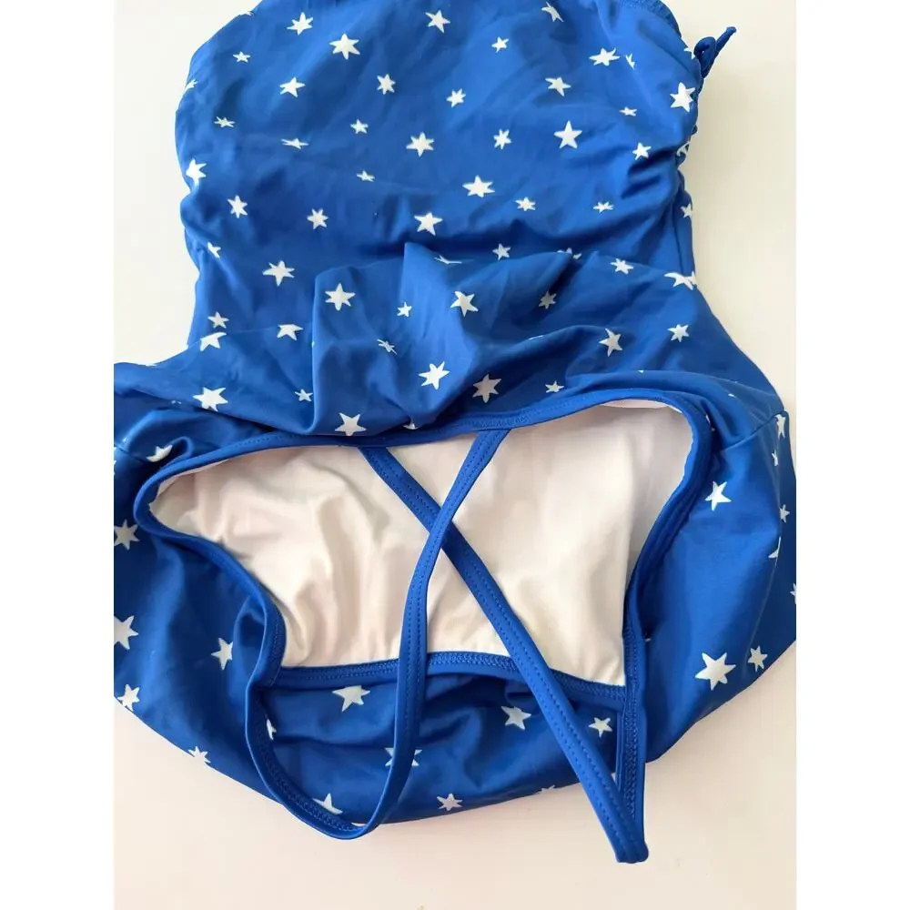 Hanna Andersson Girl's Blue Star Ruffle One Piece Swimsuit Size 5